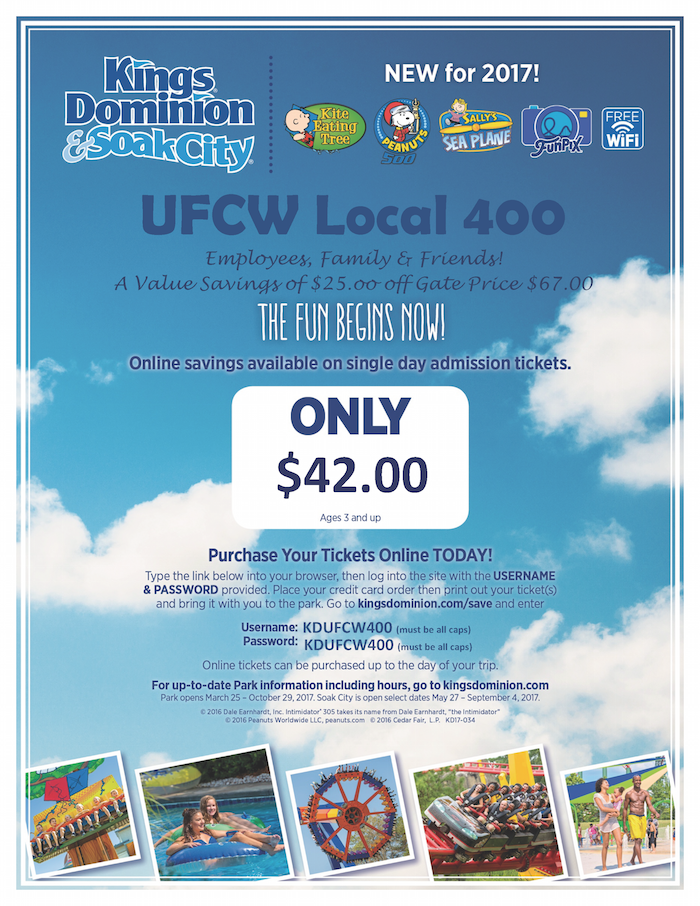 Exclusive Union Discount at Kings Dominion UFCW Local 400